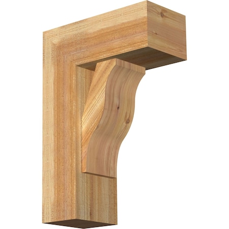 Ekena Millwork Funston Block Rough Sawn Bracket w/ Offset Brace, Western Red Cedar, 8"W x 18"D x 26"H BKT0806X18X26FST05RWR